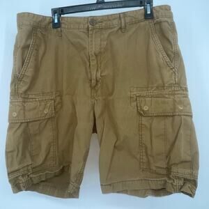 Levi’s cargo utility shorts Multifunctional snap pockets ripstop camel brown W36